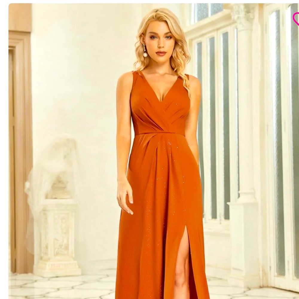EVER pretty Orange gown with silver accents NWT US12